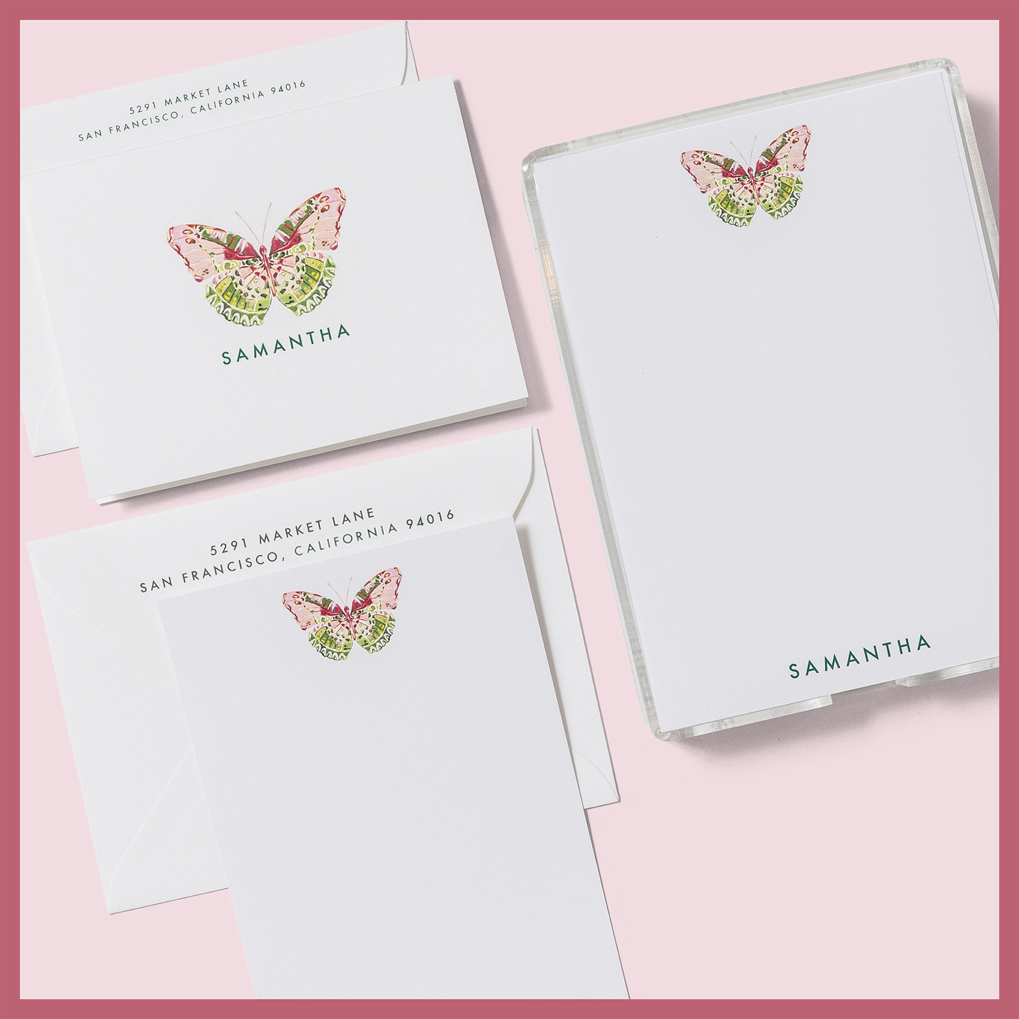 The Butterfly | Personalized Stationery - Flat, Foldover, or Notepad ...